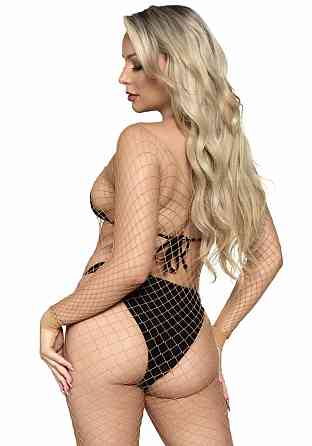 Бодістокінг у велику сітку Leg Avenue Long Sleeved Bodystocking One size Nude, довгий рукав Sex Aura Київ
