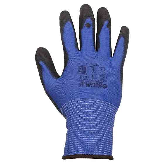 Sigma Перчатки трикотажные с частичным ПУ покрытием р10 (сине-черные манжет) SIGMA (9446431) Киев