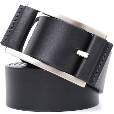 Ремень Grande Pelle Брючный кожаный с квадратной пряжкой Черный (11679) Винница - изображение 9