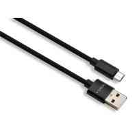 Дата кабель USB 2.0 AM to Micro 5P 1m nylon black Vinga (VCPDCMNB1BK) Киев