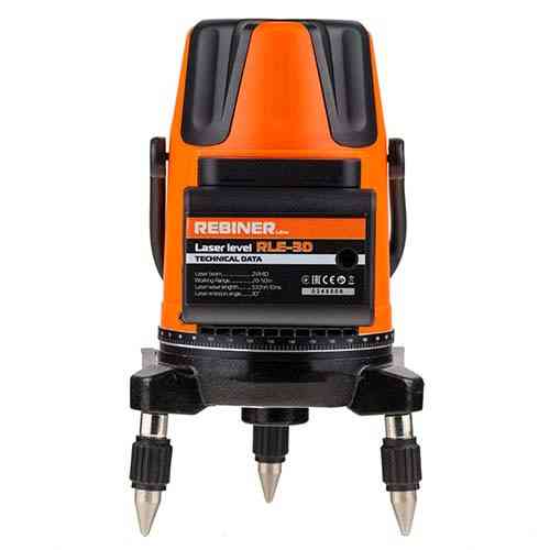 Лазерний рівень Rebiner RLE-3D (3 промені, зелений діод) — Гарантія 36 міс, Литва Львів