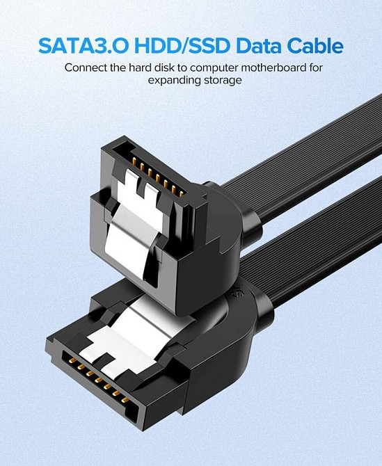 Кабель UGREEN US217 Angled SATA 3 Data Cable 0.5m (Black)(UGR-30797) (UGR-30797) Київ - фото 4