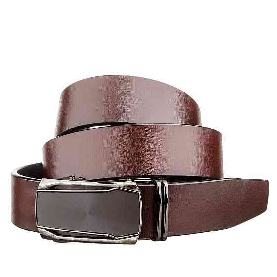 Ремень из натуральной кожи с кожаной вставкой в пряжке Vintage 20216 Коричневый Киев