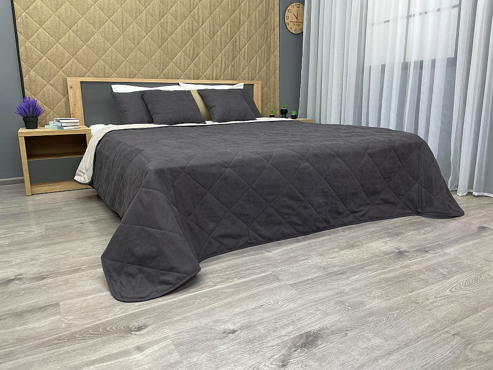 Покрывало стеганое Decorator Sparta Diamond ромб 220х240 см темно-серый (85-053) Киев - изображение 2