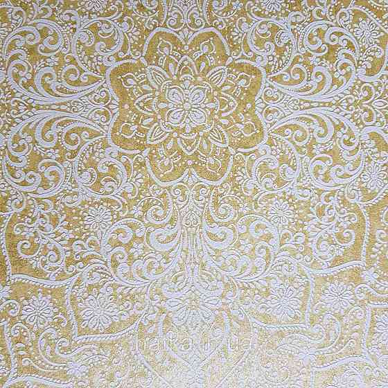 Шпалери флізелінові еко Rasch Kerala 0.53х10 м вензелі східний малюнок жовті білі з блиском Київ