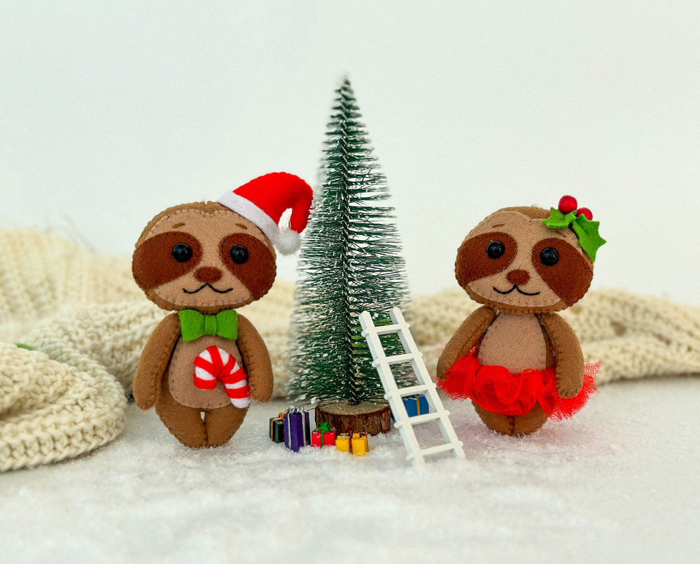 "Новорічна ялинкова прикраса з фетру ручної роботи - лінивець дівчинка Київ - фото 4