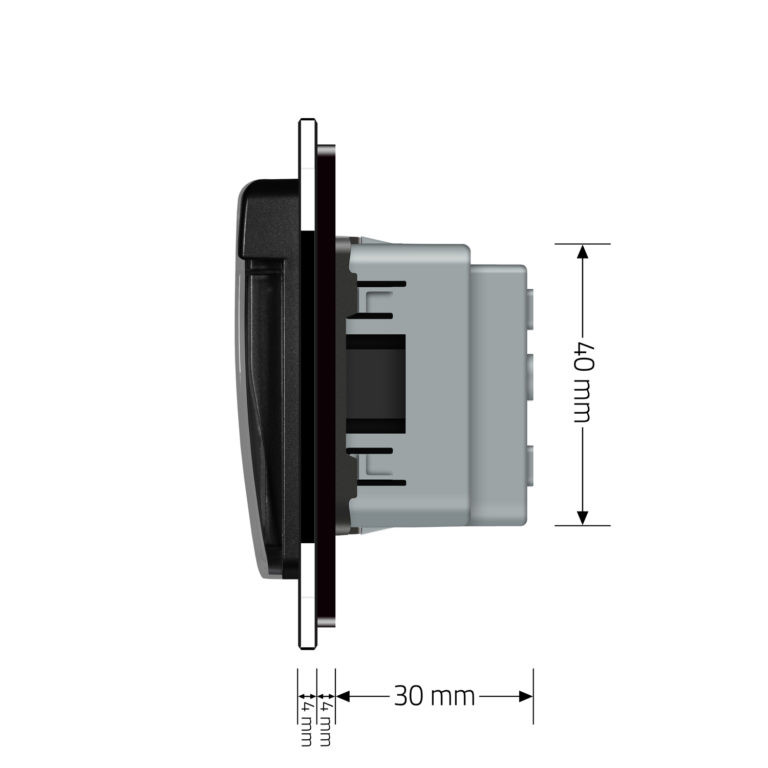 Подвійна електрична розетка вологозахисна з кришкою IP44 з заземленням, LIVOLO, чорна, скляна матова рамка, шторки, 250В 16А Коломия - фото 10