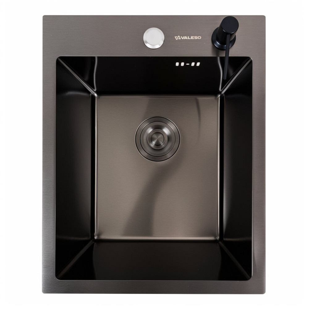 VALESO Кухонний комплект: Мийка Valeso Handmade (40x50 см) PVD чорна + Змішувач FC-5 PVD чорний Коломия - фото 3