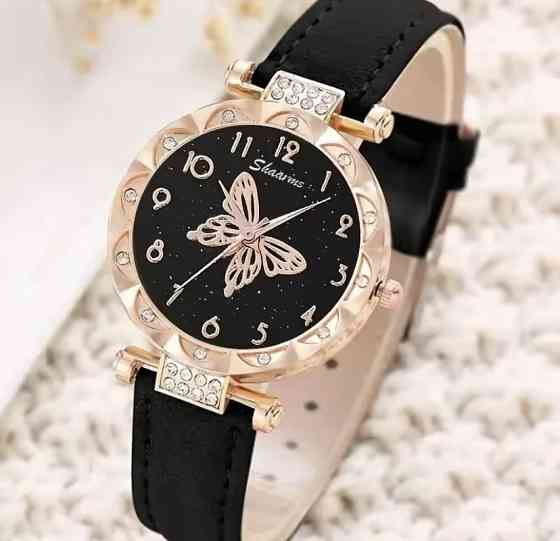 Подарочный набор для женщин Бабочка наручные часы браслет ожерелье и серьги без подарочной коробки черный Киев