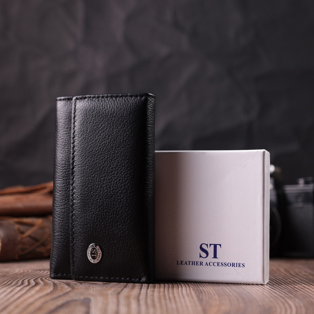 Шкіряна ключниця з 6 карабінами чорна (ST Leather) Київ - фото 20