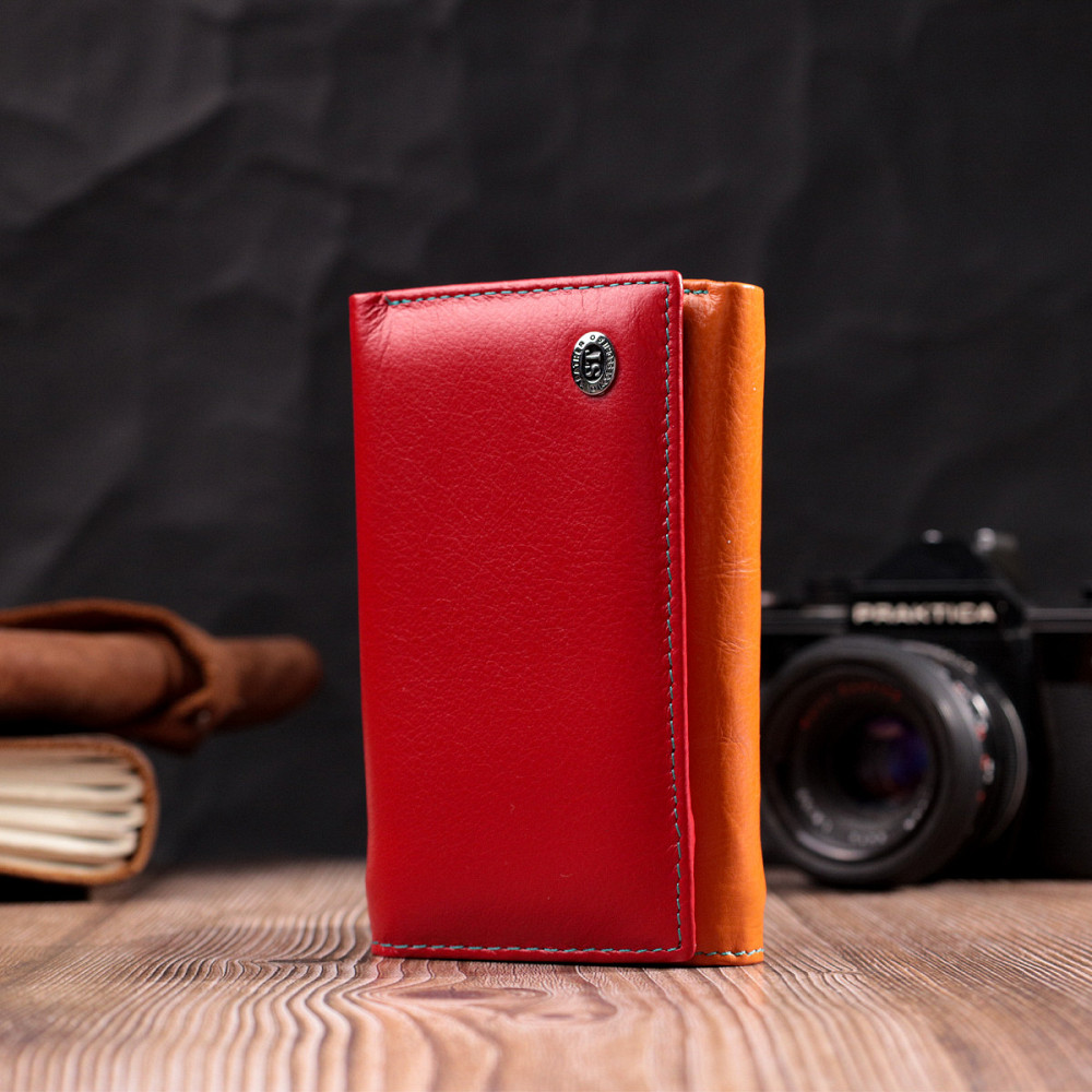 Шкіряний гаманець в три складання для жінок ST Leather 19442 Різнокольоровий Київ - фото 8