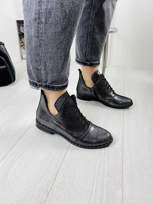 Жіночі черевики нікель з натуральної шкіри-сатин демісезонні весна-осінь р. 38, 39 (БТ/02) / Ст Коломия - фото 4