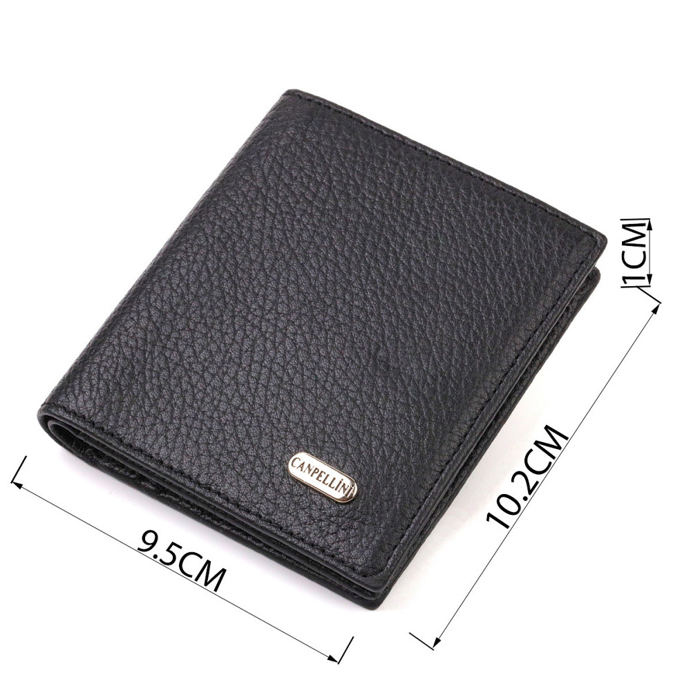 Классическое портмоне для мужчин из натуральной зернистой кожи Черное (CANPELLINI) Киев - изображение 7