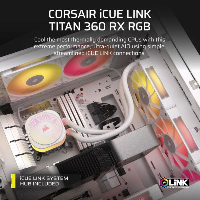 Система жидкостного охлаждения Corsair iCUE LINK TITAN 360 RX RGB White (CW-9061021-WW) Винница - изображение 8