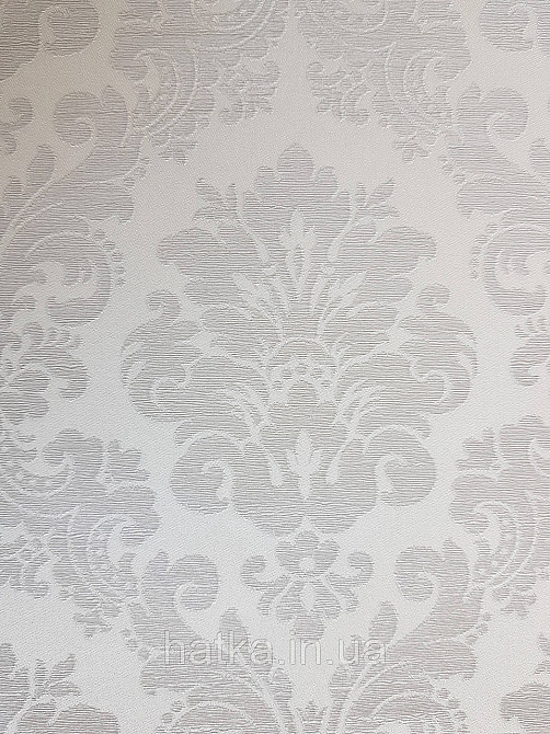 Шпалери вінілові на флізеліні Rasch Trianon Xlll 0.53х10 класика під текстиль вензель завитки срібло на білому Київ - фото 1