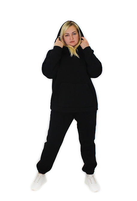 Женский спортивный теплый костюм на флисе батал Черный р 4XL/5XL Харьков - изображение 8