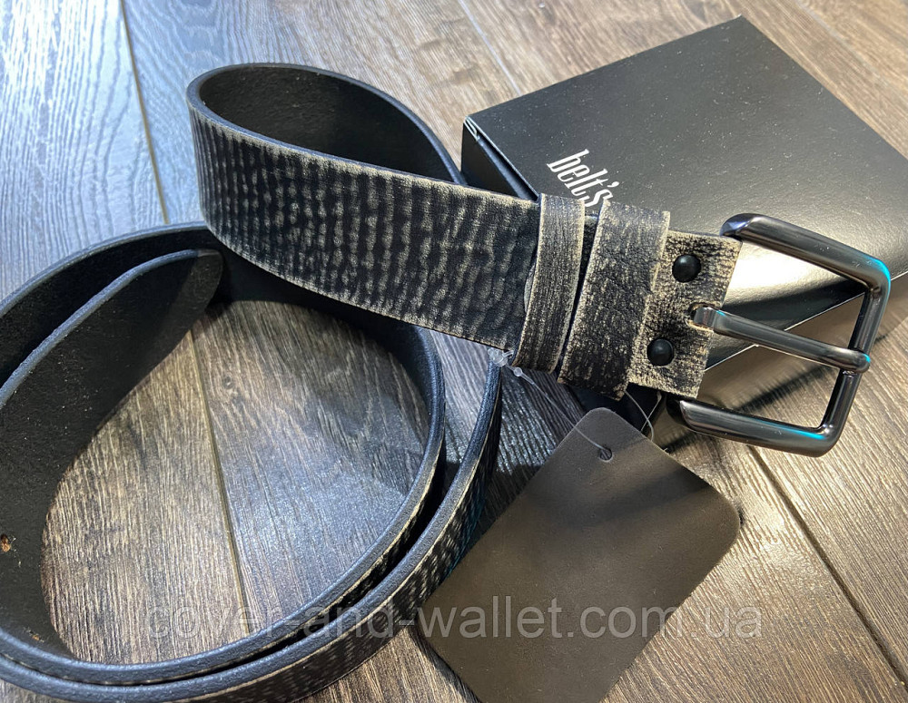 Модный мужской кожаный ремень из винтажной кожи коричневого цвета 35мм PS Leather Киев - изображение 1