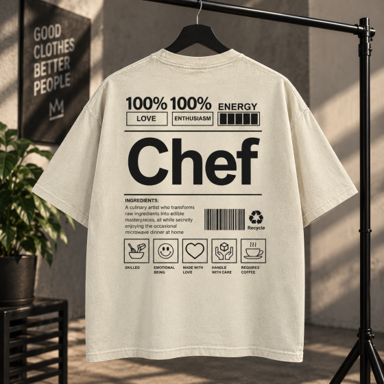 Футболка оверсайз Chef з принтом для кухаря та шеф-кухаря L, Чорний Чернівці
