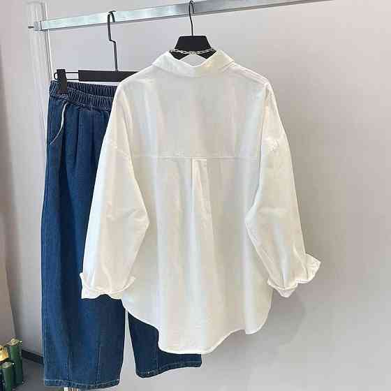 Жіноча базова біла сорочка оверсайз крою котон Одеса