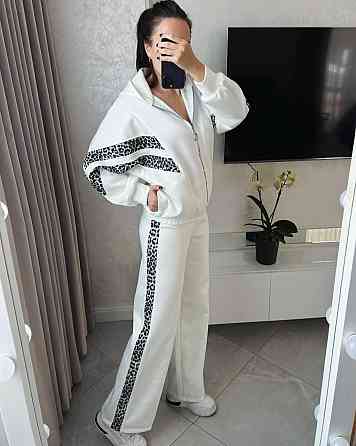 Жіночий стильний повсякденний костюм замша на дайвінзі Молочний, 54/56 Одеса