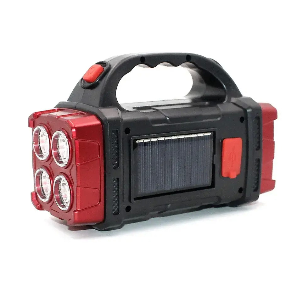 Світлодіодний ручний ліхтар Starnearby з акумулятором, на сонячній батареї (Чорний/Червоний, 46LED, 25Вт) Николаев - изображение 3