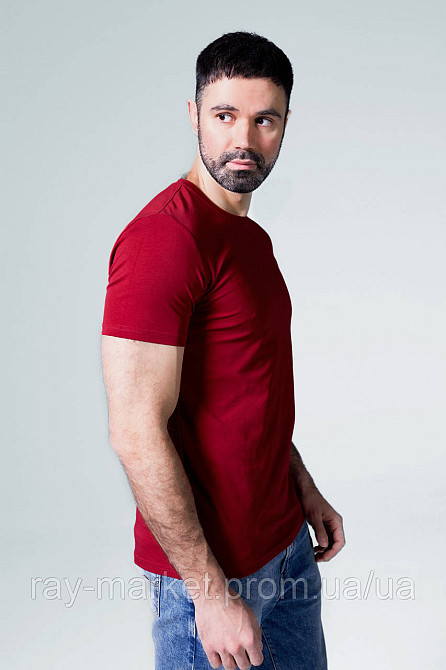 Футболка базовая Ray Premium Fit мужская бордовая (U0102-Burgundy) 3XL Київ - фото 2