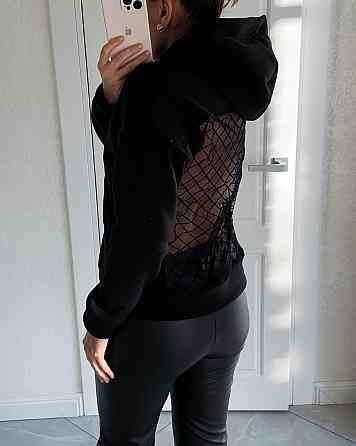 Жіночий трендовий худі з прозорою спиною трьохнитка на флісі + сітка-флок Одеса
