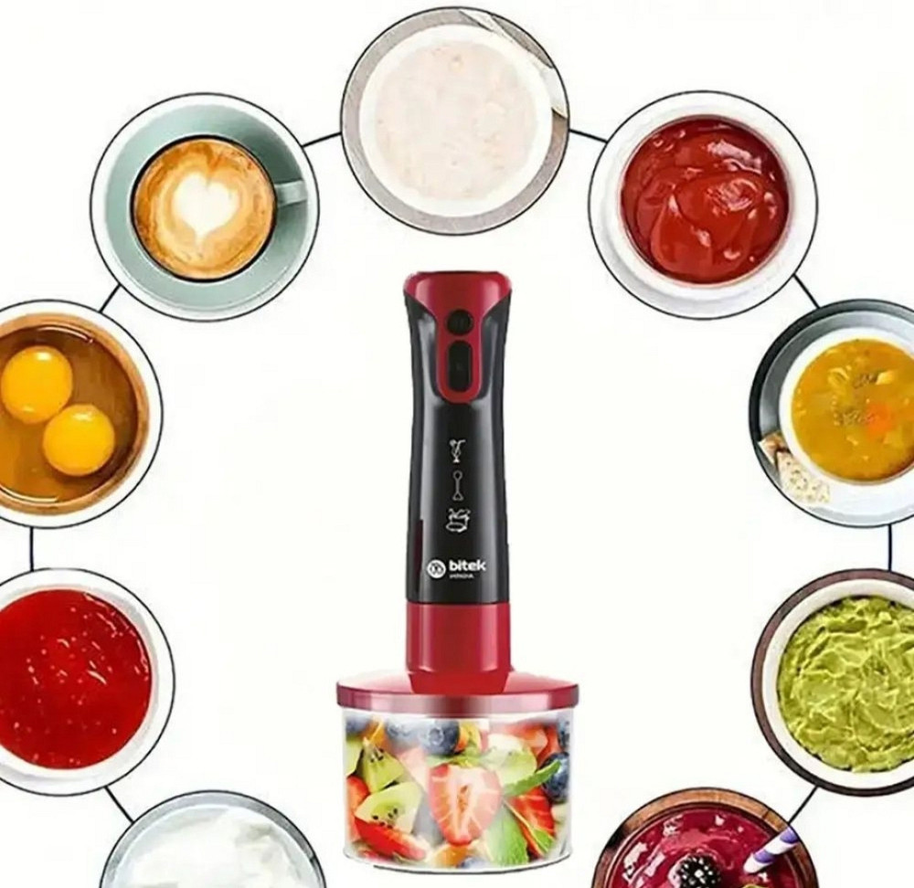 Погружной блендер 4в1 с чашей 500 мл, 1800 Вт,BT-293R измельчитель. Киев - изображение 5
