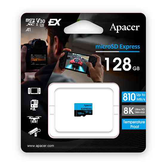 Карта пам'яті microSDXC  (UHS-1 U3) Apacer Express 128Gb class 10 V30 A1  Read/Write:810/700 MB/sec (Compatible with Nintendo Київ