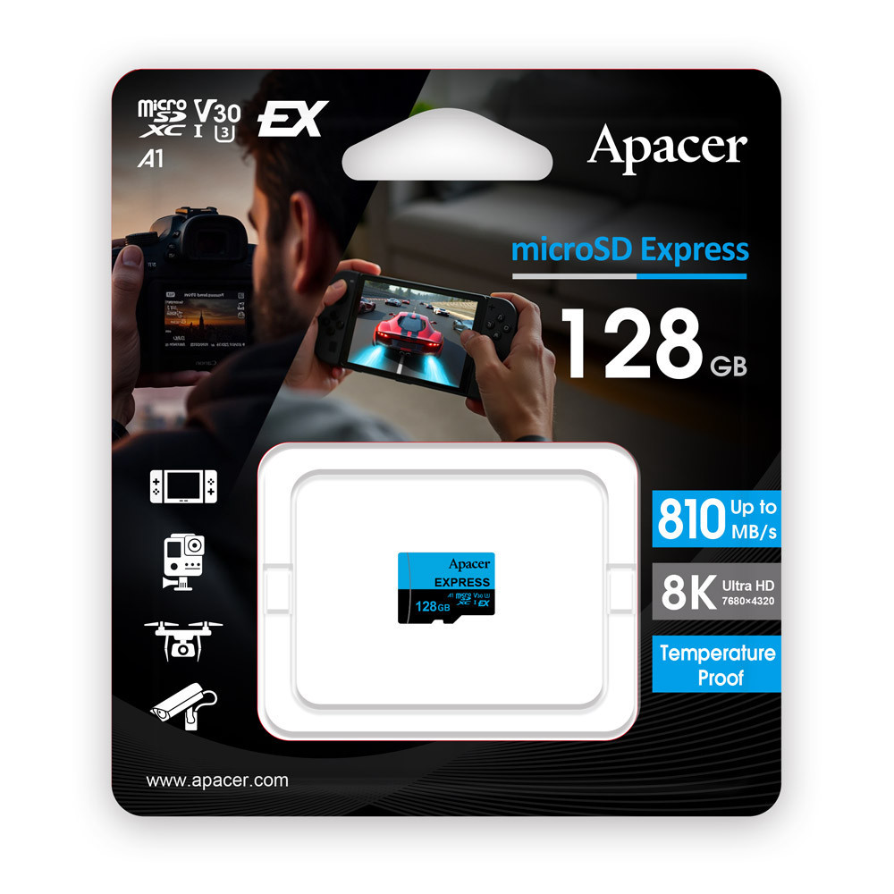 Карта пам'яті microSDXC  (UHS-1 U3) Apacer Express 128Gb class 10 V30 A1  Read/Write:810/700 MB/sec (Compatible with Nintendo Київ - фото 4
