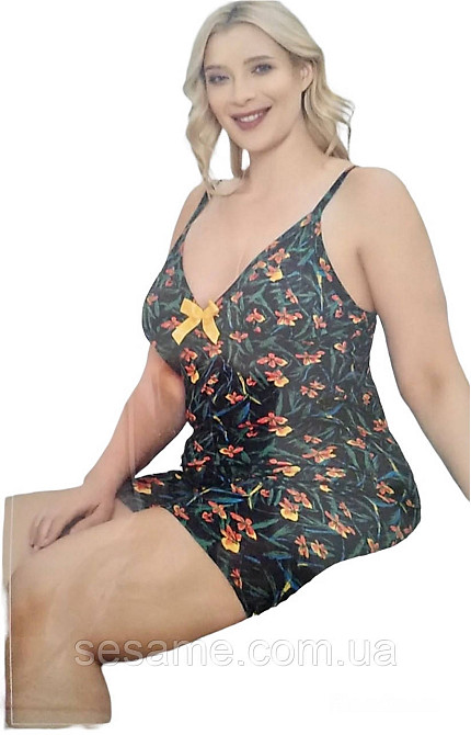 Пижама женская комплект для сна двойка майка и шорты Батал ТМ MyBen 60044 (Турция) Харьков - изображение 1