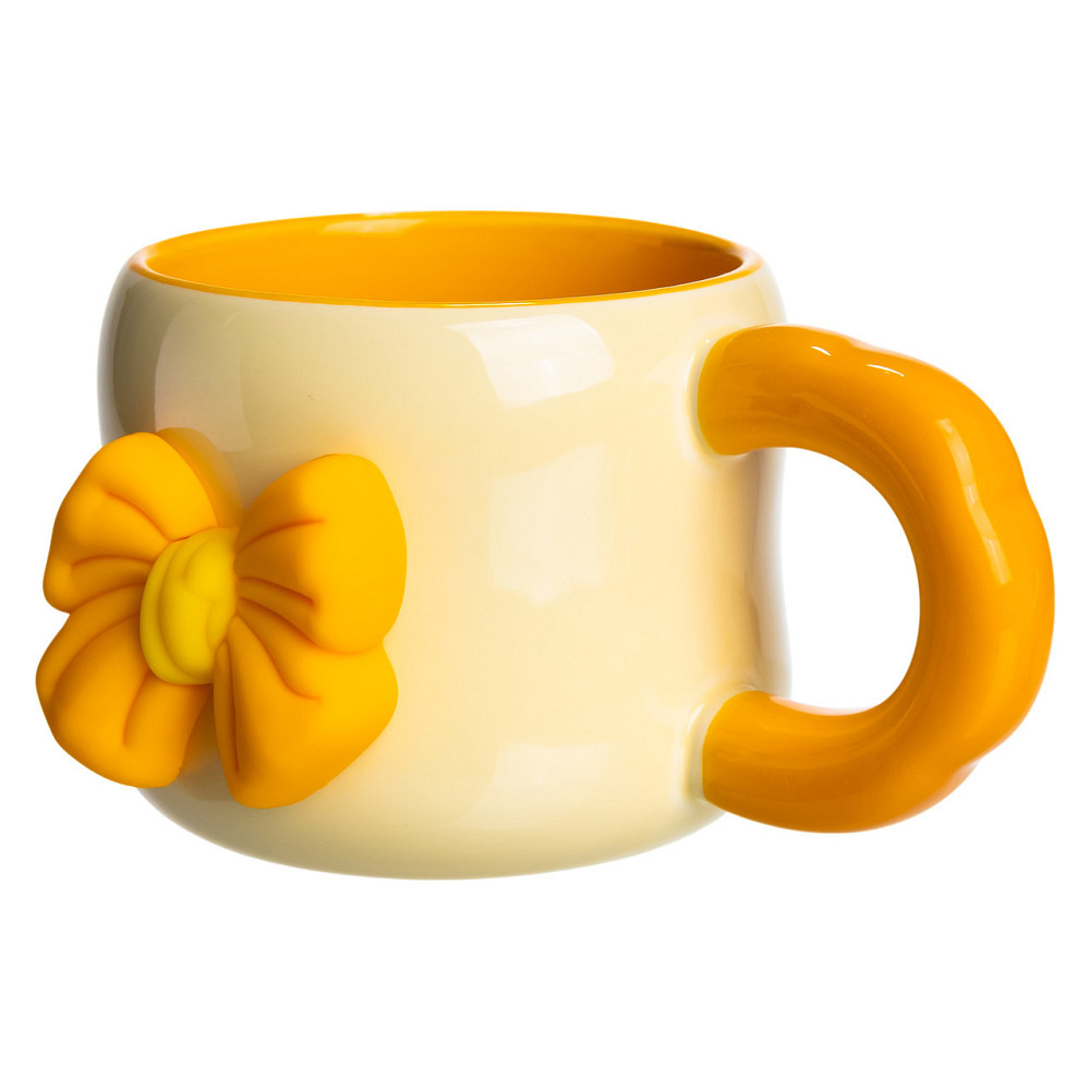 Кубок порцелянова з магнітом Бант 400 (мл) подарункова кружка прикольна чашка для дітей на подарунок Бежевий з жовтим FM-52A Київ - фото 2