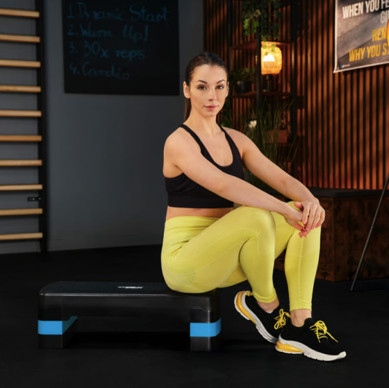 Степ платформа спортивная для фитнеса аэробики кардио упражнений на выносливость регулируемая высота голубая Киев