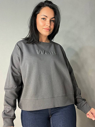 Світшот жіночий U S 293 широкий оверсайз трикотаж напис WANT, графіт, one size Одеса - фото 1