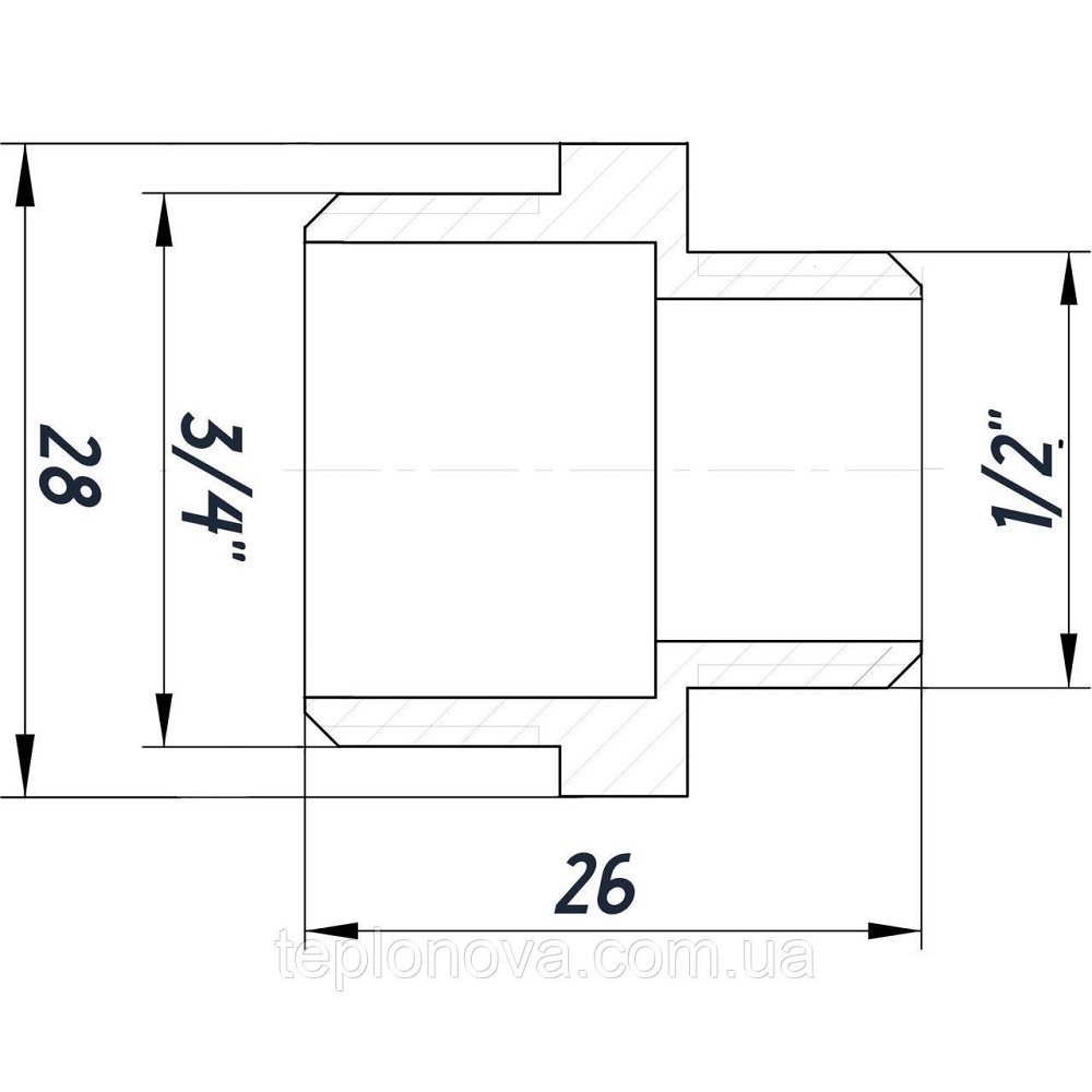 Ниппель редукционный 3/4″х1/2″НН нержавеющий SN432S OPTIMUM Черновцы - изображение 3