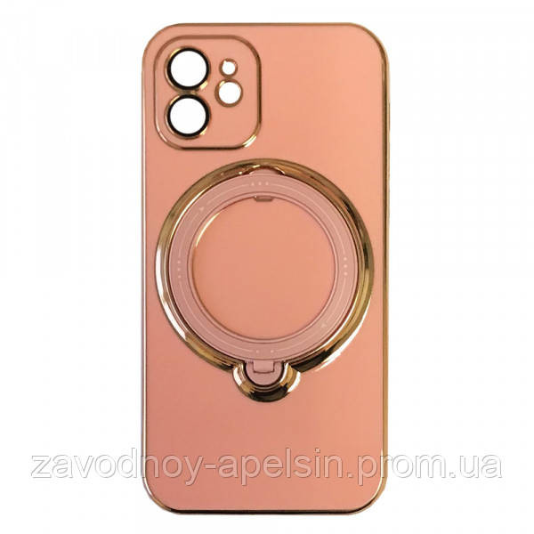 Iphone 11 Чехол магнит Подставка Bling (розовый + золото) Одесса - изображение 1