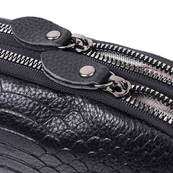 Компактна сумка для жінок на два відділення з натуральної шкіри Vintage 22799 Чорний Київ