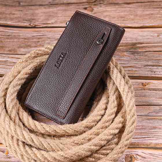 Чоловіче вертикальне портмоне з натуральної шкіри KARYA 21421 Коричневий Київ