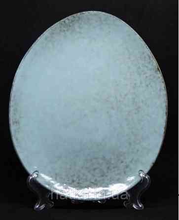 Тарілка велика страва Olens "Retro" 28 см кераміка блакитна овальна для дому та ресторанів Київ