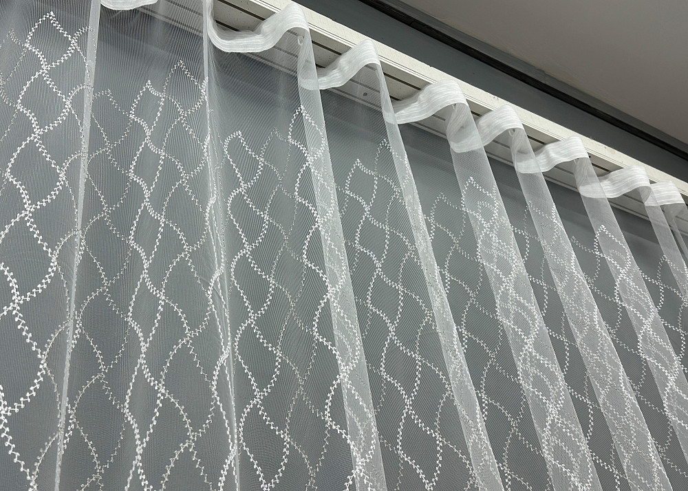 Тюль VR-Textil 1838т Фатин с вышивкой и люрексом Белый с серебристым 300х270 см (40-193) Киев - изображение 5