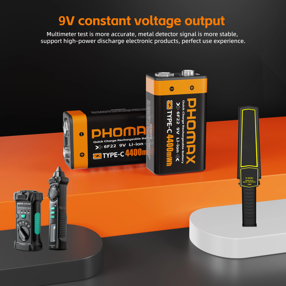 Аккумуляторная батарея Phomax 9В 4400 мВт/ч модель 6F22 USB-C (2 шт.) Черный Киев - изображение 2