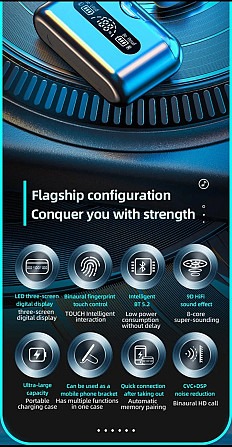 Навушники бездротові TWS Q8 Bluetooth 5.3 + Powerbank Київ - фото 9