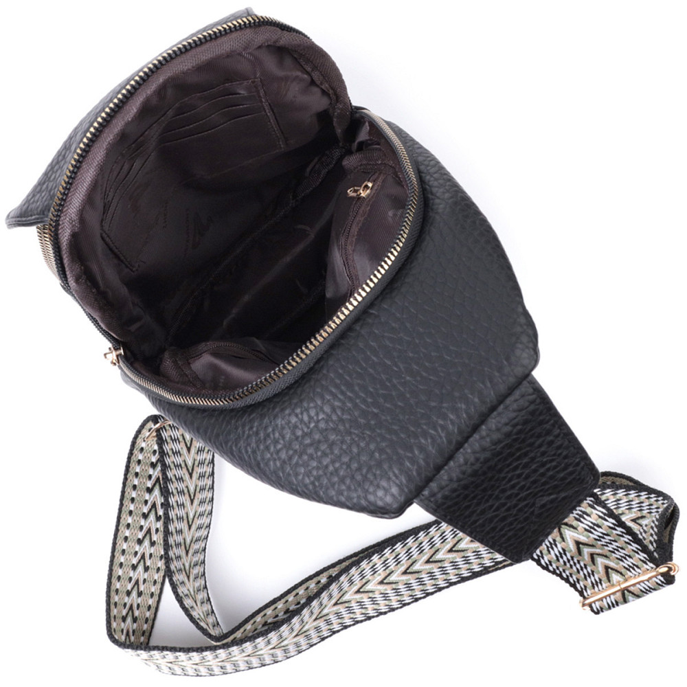 Зручна жіноча сумка з однією лямкою через плече з великозернистої екошкіри Vintage 22763 Чорний Київ - фото 8