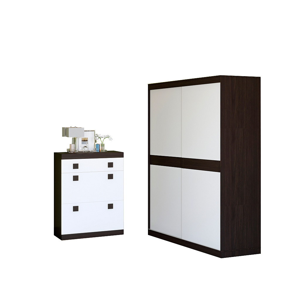 Прихожая Эверест Соната комплект 11 (модульная - 2 элемента) венге темный + белый (DTM-2524) Днепр - изображение 2