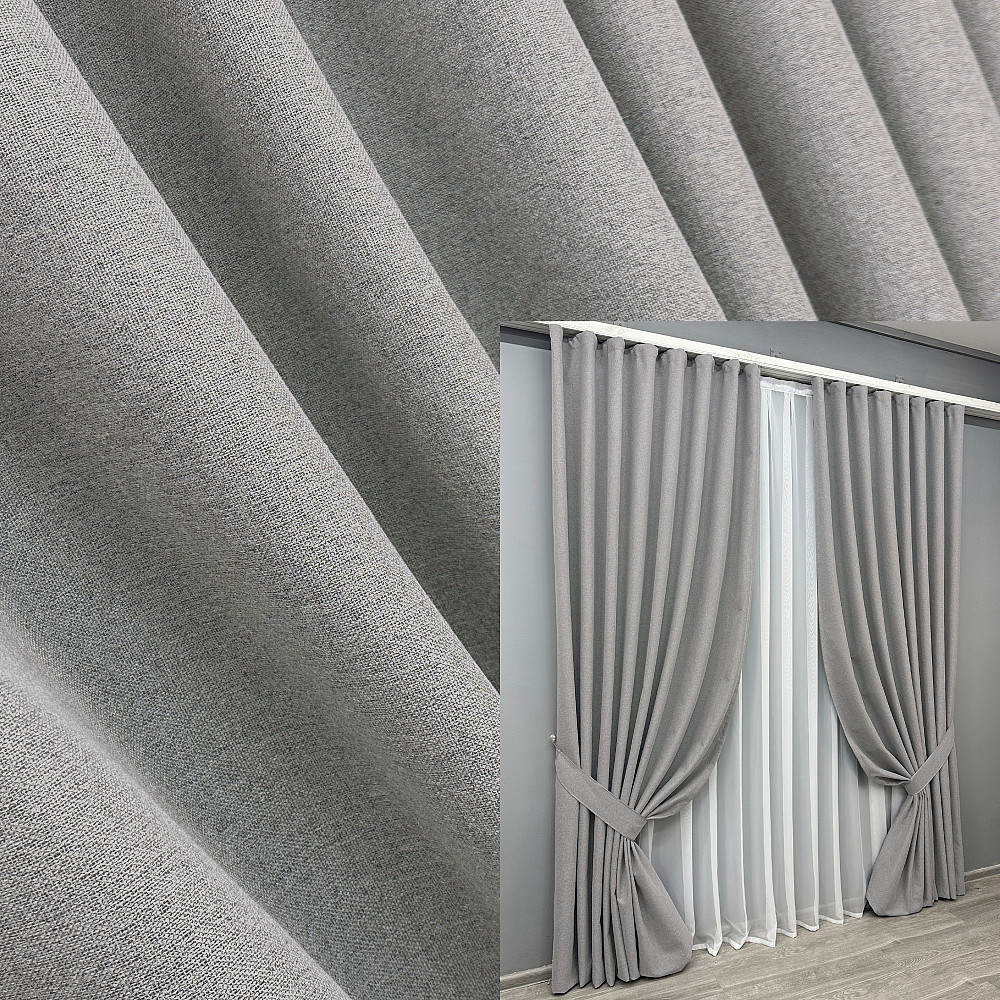 Комплект готовых штор VR-Textil Блэкаут двусторонний ASHEN NIGHT № 1840ш Светло-серый 150х290 см 2 шт (33-0874) Киев - изображение 1