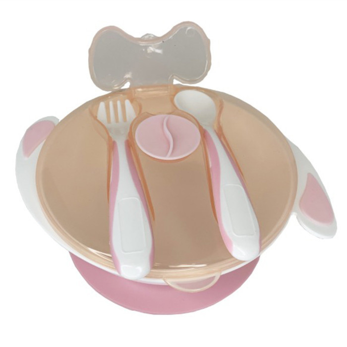 Тарілка на присосці з ложкою та виделкою MGZ-0109(Peach) 350 мл Вінниця - фото 3
