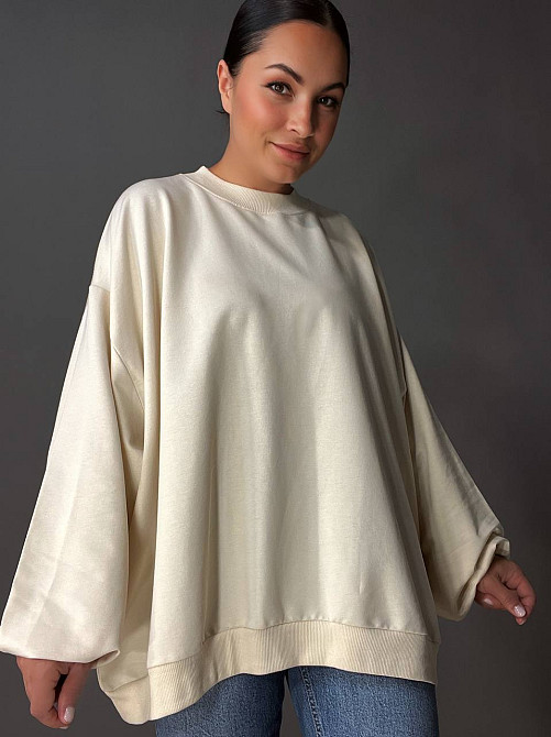 Світшот жіночий MY CITY 3044 широкий оверсайз супер вільного крою великі розміри, молочний, one size Київ - фото 10