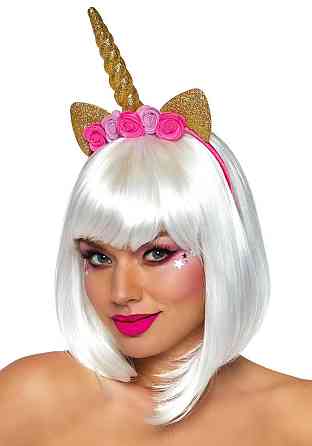 Золотий ріг єдинорога Leg Avenue Golden unicorn flower headband, прикрашений квітами Sex Aura Київ