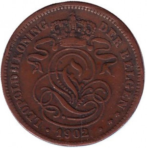 Монета 2 сантима. 1902 рік, Бельгія. (Der Belgen) Полтава - фото 1