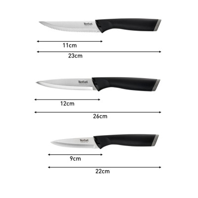 Набор ножей Tefal Essential 3шт, нержавіюча сталь, пластик, чорний (K2219455) Винница - изображение 3